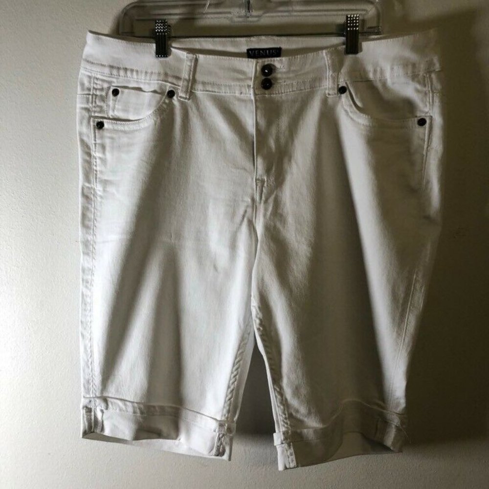 Venus Womens Denim Jean Shorts White Bermuda Stret